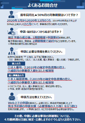 持続化給付金に関するお知らせ（裏面）の画像