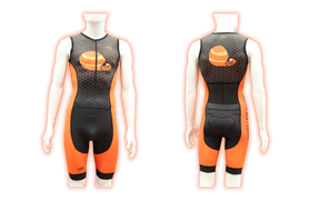 Epic Premium custom endurance triathlon suits with front zip, rear mesh pockets and mid-density endurance pad.