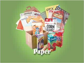 Cardboard, food boxes, junk mail, wet strength, paper board, newspaper, magazines, phone books, juice boxes and shredded paper (placed in clear plastic bags).