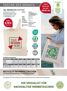 Aktion Recycelte Baumwolltasche mit Druck 02-2026