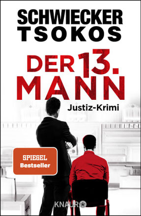 Buchcover Mann stehend im schwarzen Anzug, Mann sitzend in roter Kleidung