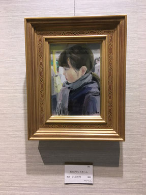 冬のプラットホーム サムホール 油彩