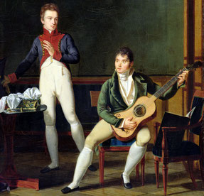Ausschnitt aus dem Gemälde Un musicien et sa famille, um 1815.