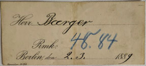 Lohnzettel für einen Wochenlohn bei Siemens & Halske 1889, Reinhold Burger