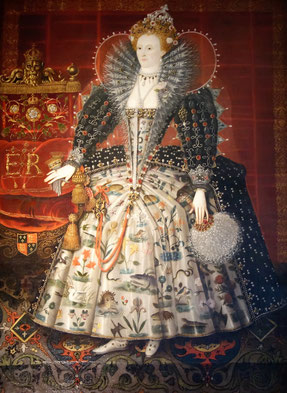 Elizabeth I, Hardwick Portrait. Photo: Epochs of Fashion - fashion tudor elizabethan dress