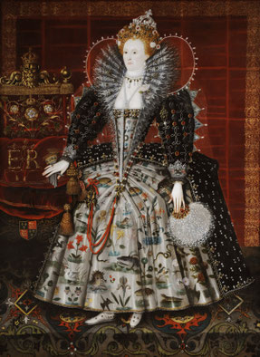 Workshop of Nicholas Hilliard, Public domain, via Wikimedia Commons - Full-length Portrait of Queen Elizabeth I