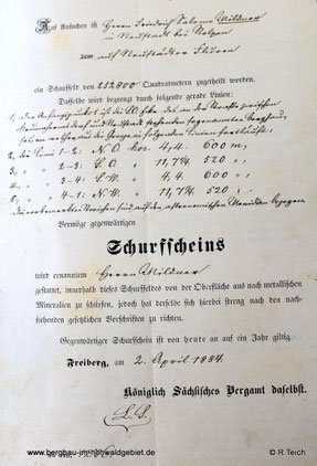Schurfschein für Fr. Mildner