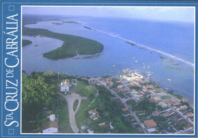 Cabrália from above, where the river meets the Atlantic Ocean