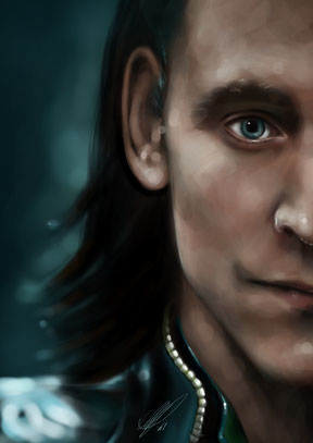 Tom Hiddleston "Loki", digital art, procreate, stil: airbrush & acryl, 2021