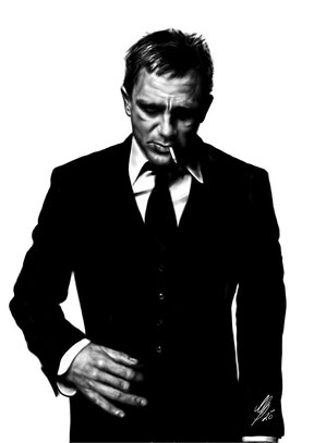 Daniel Craig as James Bond "no time to rest", digital art, procreate, stil: airbrush, 2020