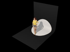 Mock-Up stage scene with Person standing up against a wall