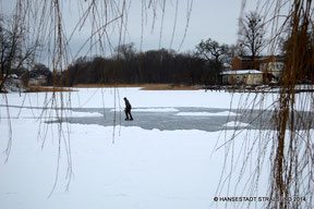Ice skating on the frozen ponds of Stralsund