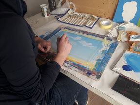 Malen lernen Acryl in Künstleratelier
