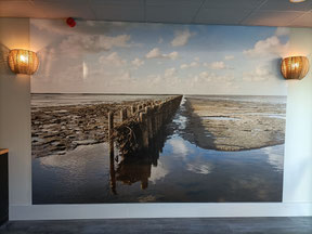 Foto van het wad gebruikt voor de aula van het vernieuwde 't Klokhoes in Zandeweer