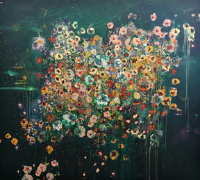 Ronald Kodritsch, "Punky  Flowers", Öl auf Leinwand, 180 x 200 cm