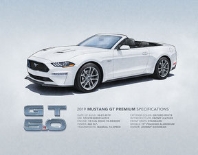 Dessin 11X14 Mustang GT PP1 2019 2020 2021 2022 2023