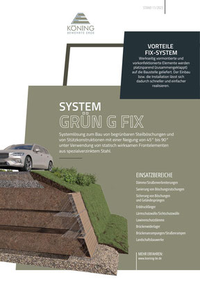 werkseitig vormontiertes und begrünbares Steilböschungssystem Grün G FIX mit korrosionsgeschützten Stahl-Frontelementen