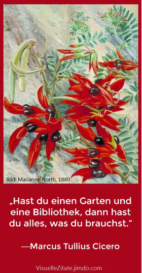 Hast du einen Garten und eine Bibliothek, dann hast du alles, was du brauchst, Marcus Tullius Cicero, visuelle zitate, design, quotes, weisheit, bild, painting, kunst, art, grafik, jimdo,