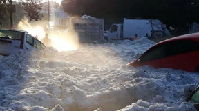 strange weather with snow and hailstorm in Mexico during summer