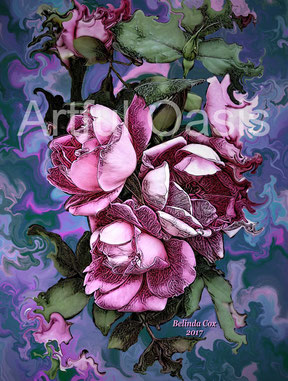 roses, rose, flower, bud, blossom, abstract, art, digital, download, painting, artfuloasis, artful oasis