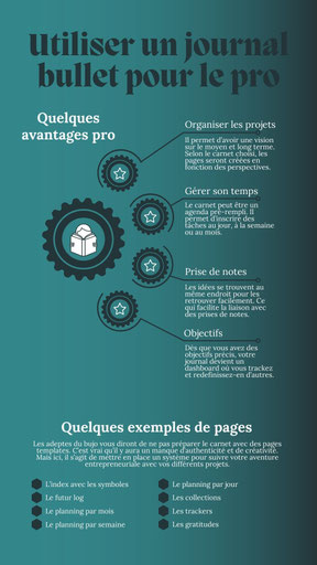 Le journal bullet a bien des avantages côté professionnel, alors qu'il est pltôt utilisé pour une organisation privée. Cela permet d'avoir une ligne de conduite avec les différentes pages à créer et les trackers pour performer.