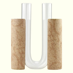 luxury sculpture vase in brown stone and glass