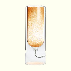 orange table lamp with rock salt 