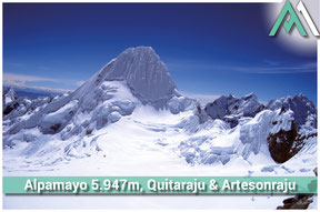 ALPAMAYO, QUITARAJU & ARTESONRAJU  Alpamayo 5.947m, Quitaraju 6.036m, Artesonraju 6.025m Eine einzigartige Gipfeltrilogie der Anden mit AMICAL ALPIN