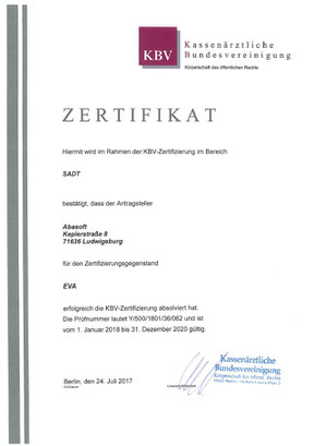abasoft EVA Praxissoftware SADT Zertifizierung