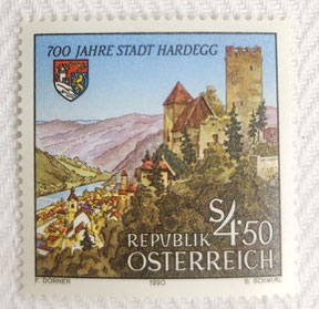 Briefmarke - F. Dorner, G. Schmirl - 700 Jahre Stadt Hardegg 1990, € 10,-