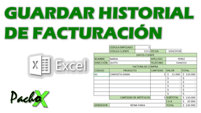 Guardar historial facturación en Excel