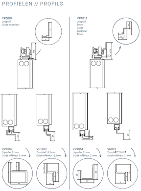 Detail profielen ondergeleider feneko
