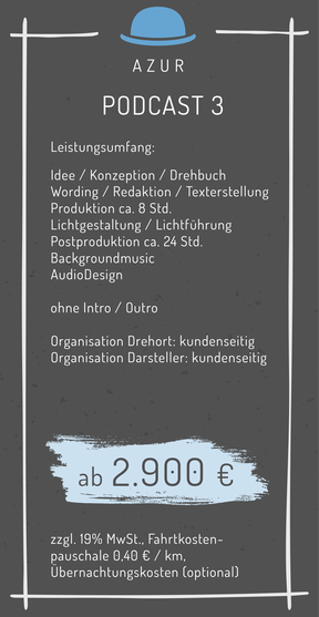 Preise Podcast Film Infofilm Erklärfilm Werbeproduktion Passau Bayern Kosten Kalkulation Angebot