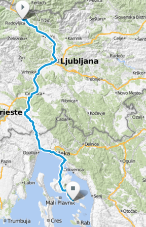 Tag 2: Bled, Slowenien nach Kroatien auf die Insel Krk nach Stara Baska. 238 Km.