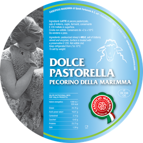 maremma pecora formaggio pecorino caseificio toscano toscana spadi follonica etichetta italiano origine latte italia fresco dolce pastorella
