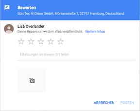 Bewertung Google MyBusiness