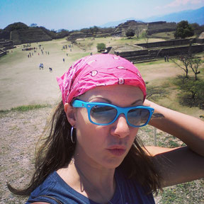 At Monte Alban and well protected against a sun stroke...