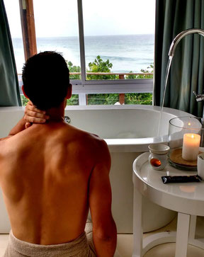 A bathtub with a view in our villa at White Pearl Resorts, Mozambique. Dante Harker