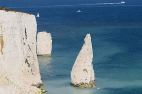 weiße Kreidefels-Formation "Old Harry Rocks" an der Küste Dorsets ©My own Travel