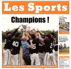 LA REP 01/09/2014 : BASEBALL - La UNE