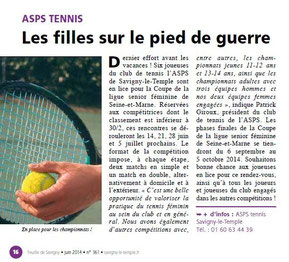 LA FEUILLE juin 2014 Tennis