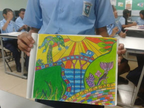 resultado del trabajo con lapices de color (estudiante de 7°)