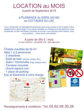 camping gers arros - location de chalet au mois