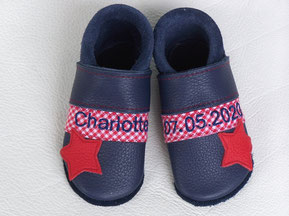 Blaue Biolederschuhe Sterne mit Namen & Datum