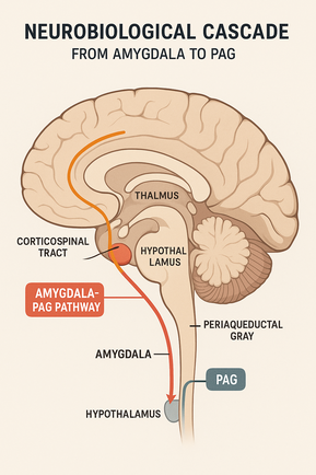 Infographie de la cascade neurobiologique amygdale vers PAG