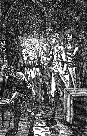 Die Gefangenen Patrioten von Solothurn, Repr. aus Neue Chronik der Schweizer II, 1801, S. 328
