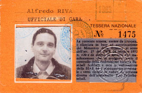 Nella foto il cartellino di Ufficiale di Gara di Alfredo Riva