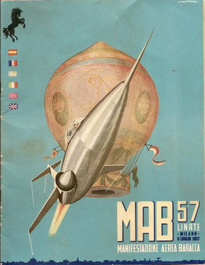 Cartolina commemorativa del MAB57 Manifestazione Aerea Baracca del 1957 svoltasi nel luglio del 1957. (collezione privata)