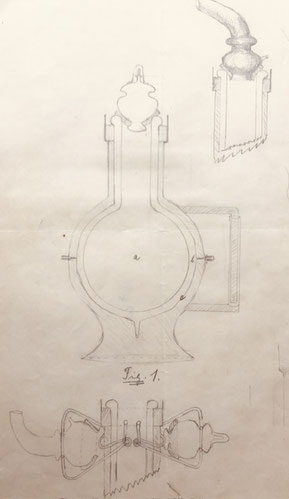 Erster Entwurf von Reinhold Burger zur Thermosflasche von 1901