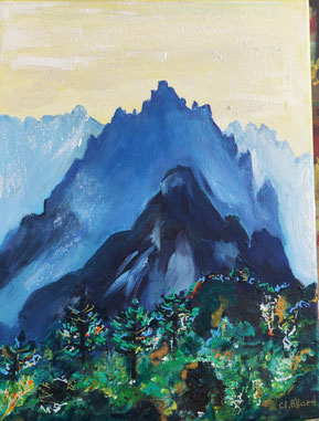 Tableau peinture à l'huile, Claire ALLARD, "Bavella"